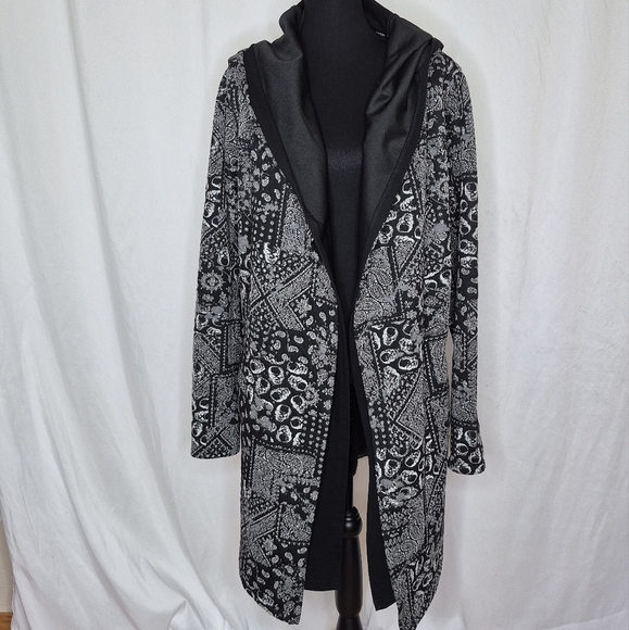 Maceoo Men's Skull Sportcoat Open Front Double Layered Hooded Cardigan - Size M* - Picture 4 of 16